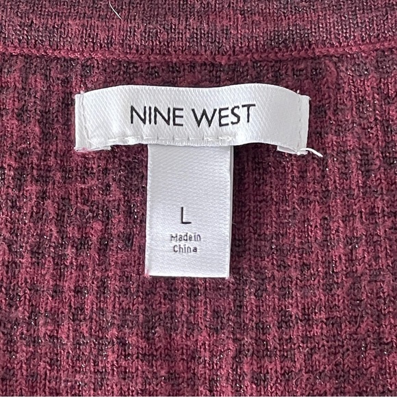 NINE WEST PURPLE Size Large Metallic SPARKLE BALLOON Sleeve RIBBED SWEATER DRESS - Picture 4 of 8